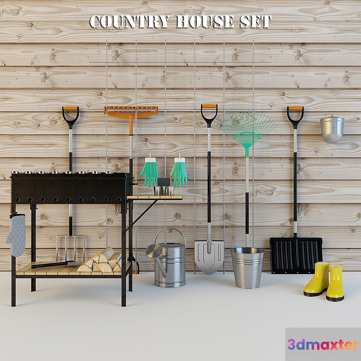 A set of garden tools 3D Max