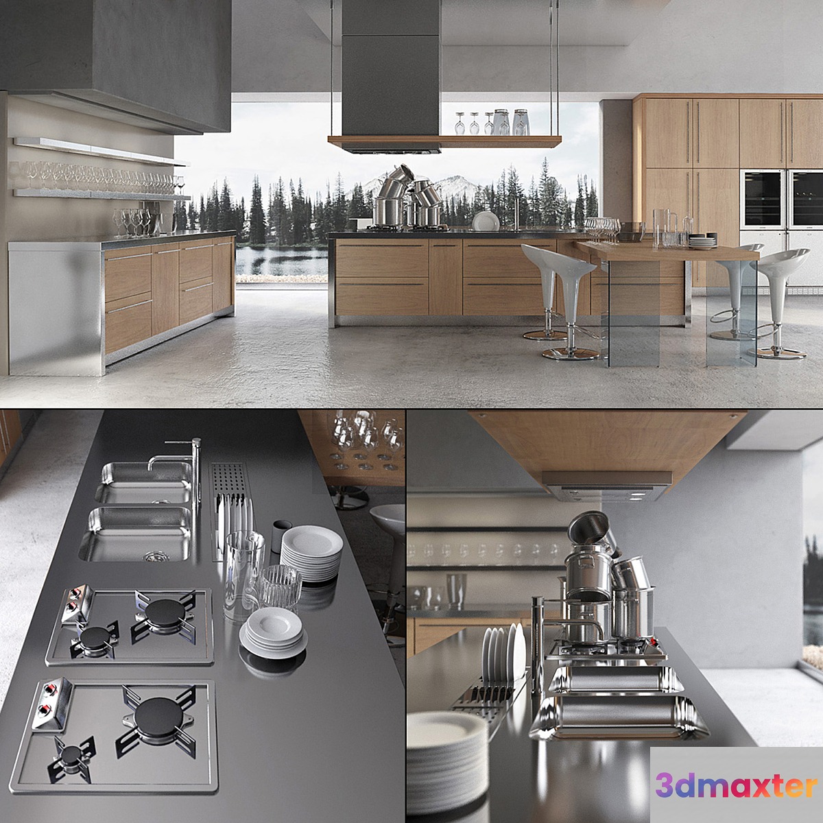 Contemporary kitchen 02 - No.2 3D Max