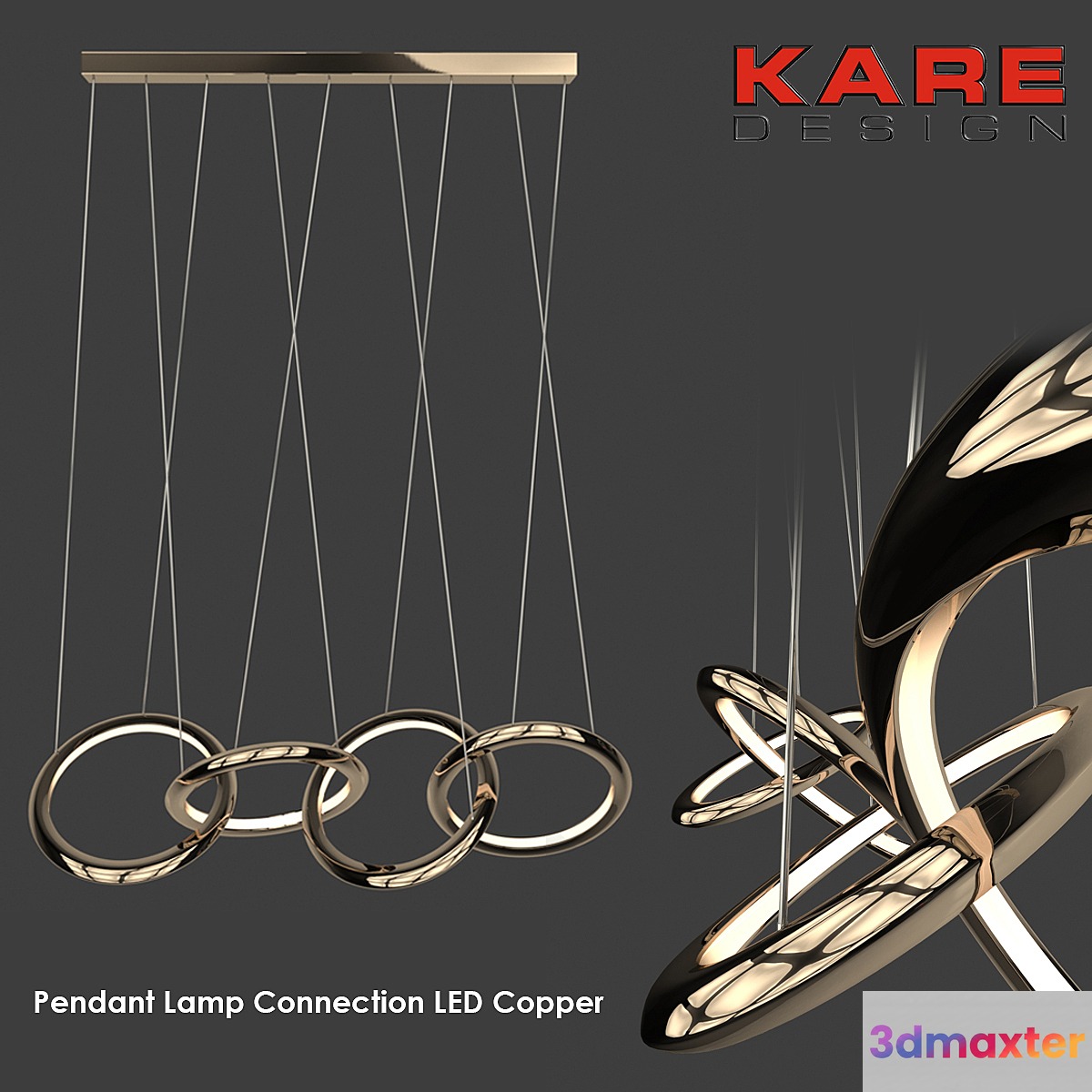 Pendant Lamp Connection LED Copper 3D Max