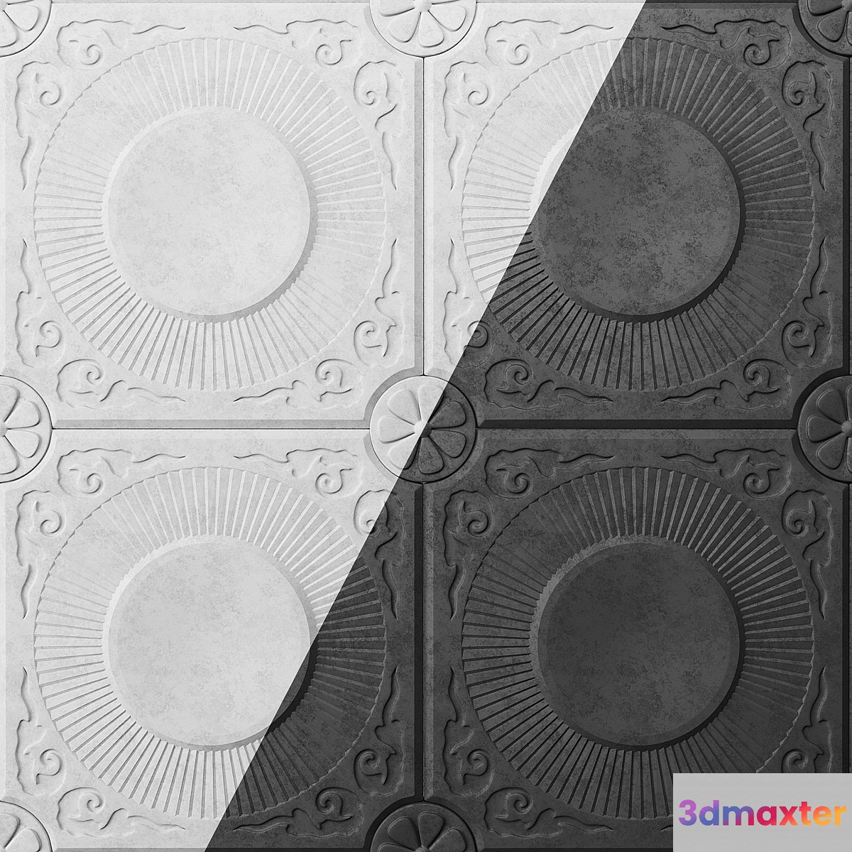 Gypsum panel chamomile 3D Max