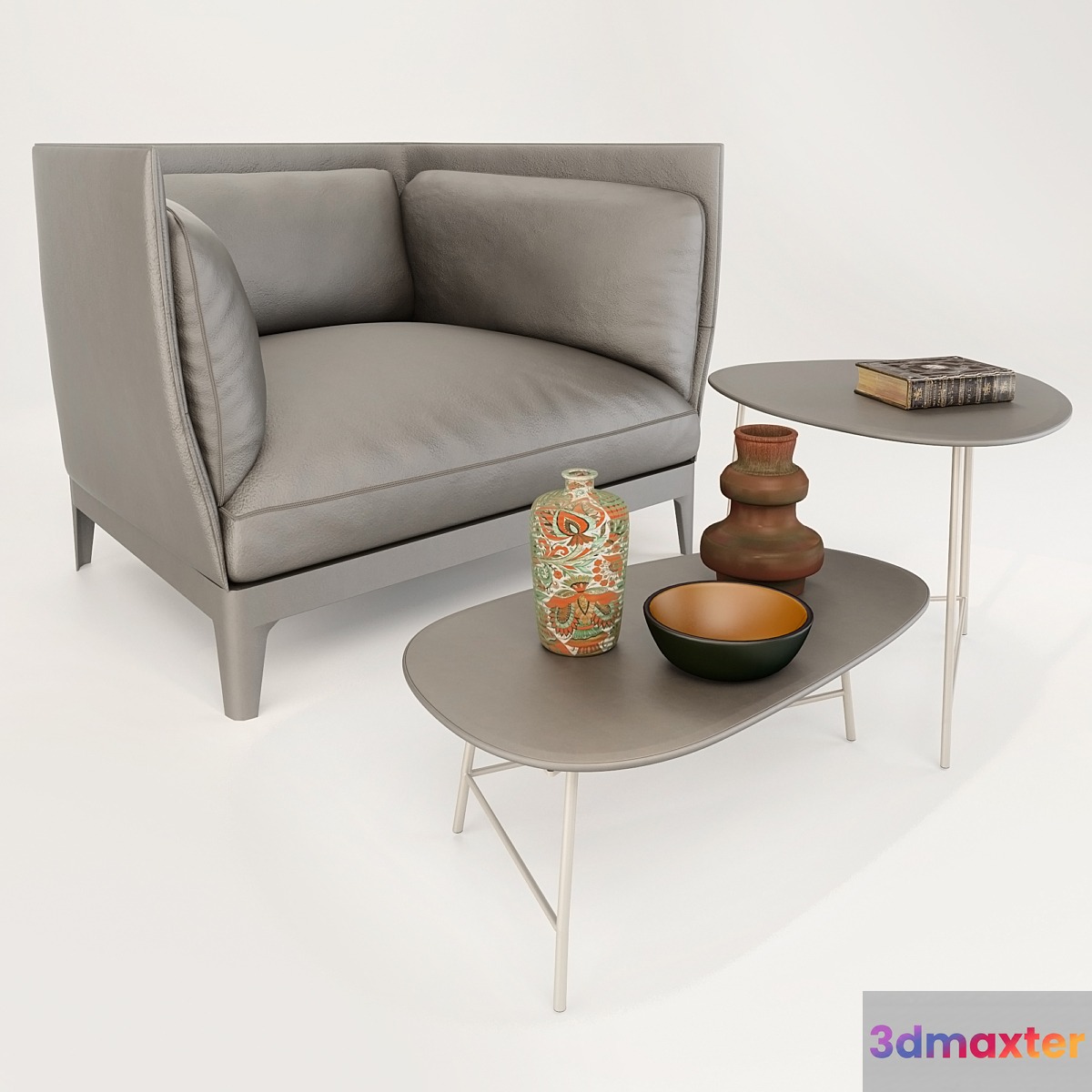 Armchair Alone Poltrona Frau + Coffee table Poltrona Frau SASSO 3D Max