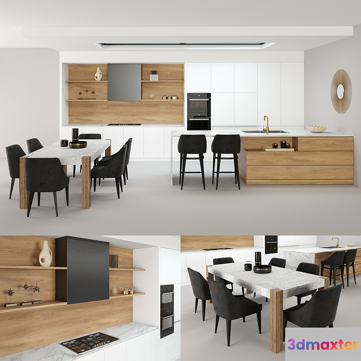white kitchen 3D Max