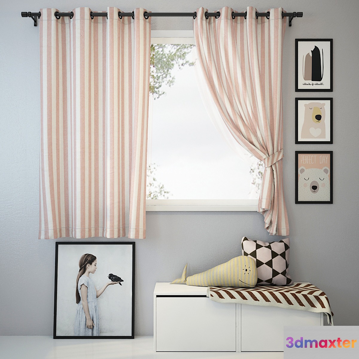 Curtain and decor 3 3D Max
