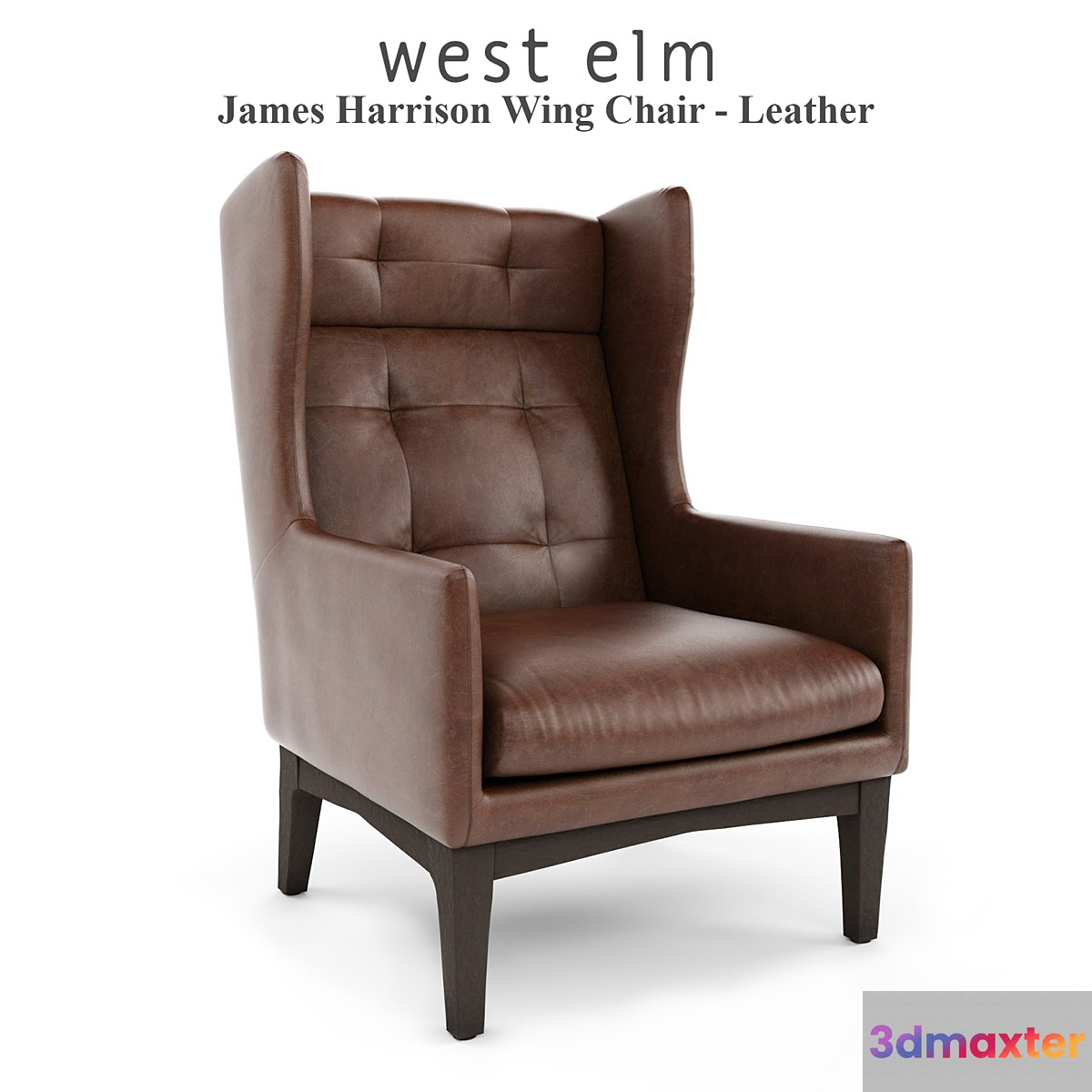 West Elm James Harrison Wing Chair - Leather 3D Max