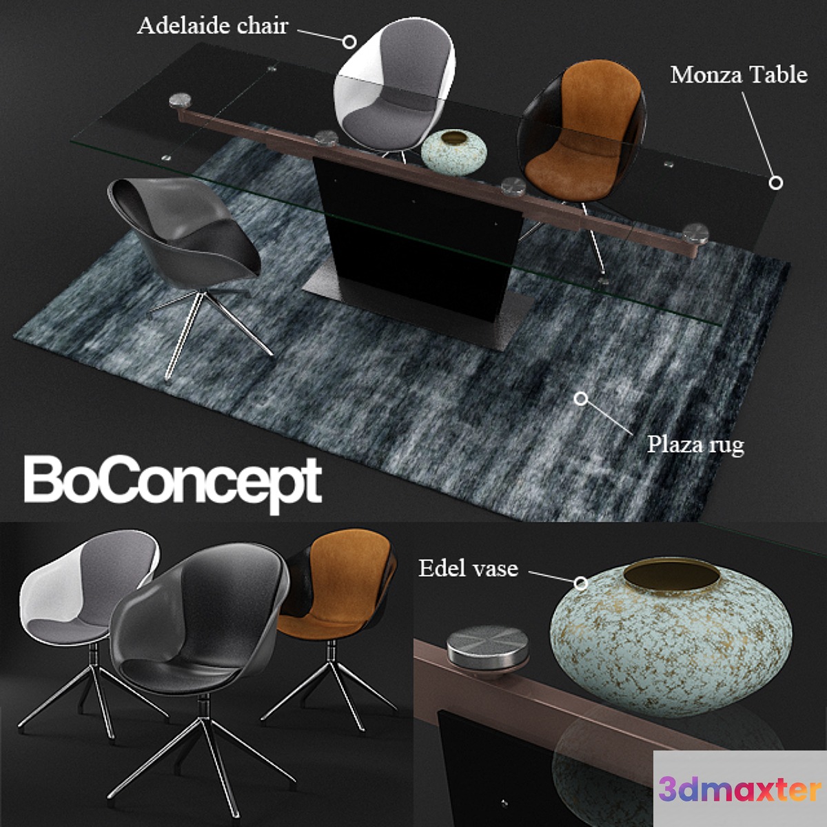 BoConcept Monza table and Adelaide chair
