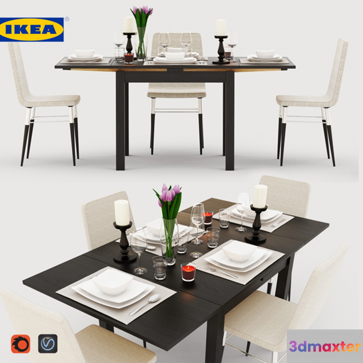 A set of IKEA furniture tableware decor 3D Max