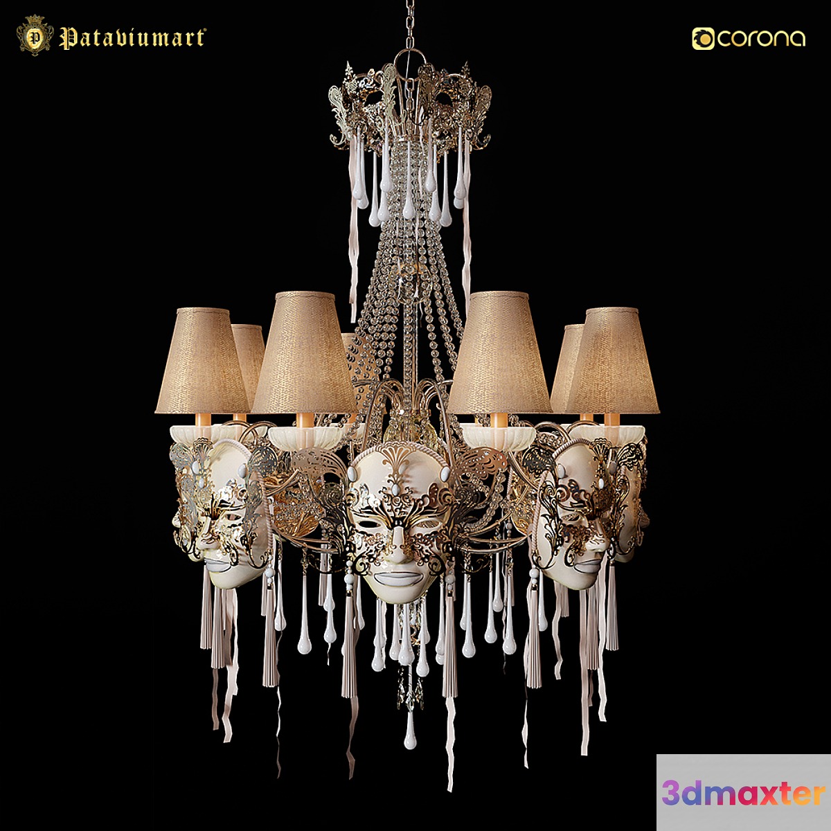 CHANDELIER 8 Lights Masks of Venice