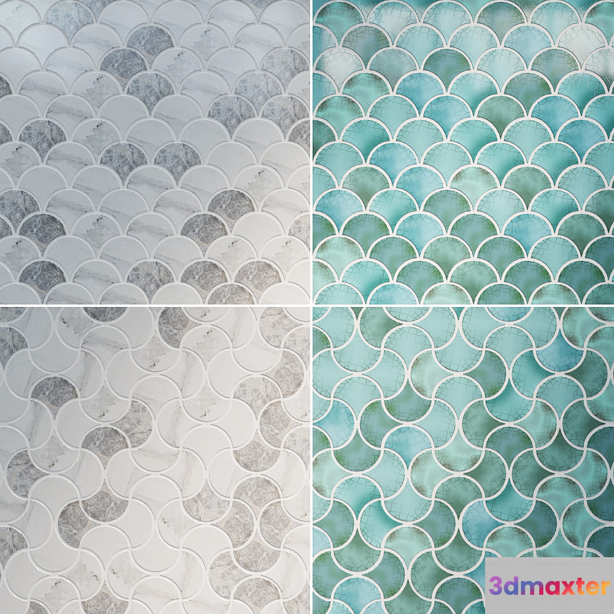 2 Fishscale materials two patterns (vray corona)