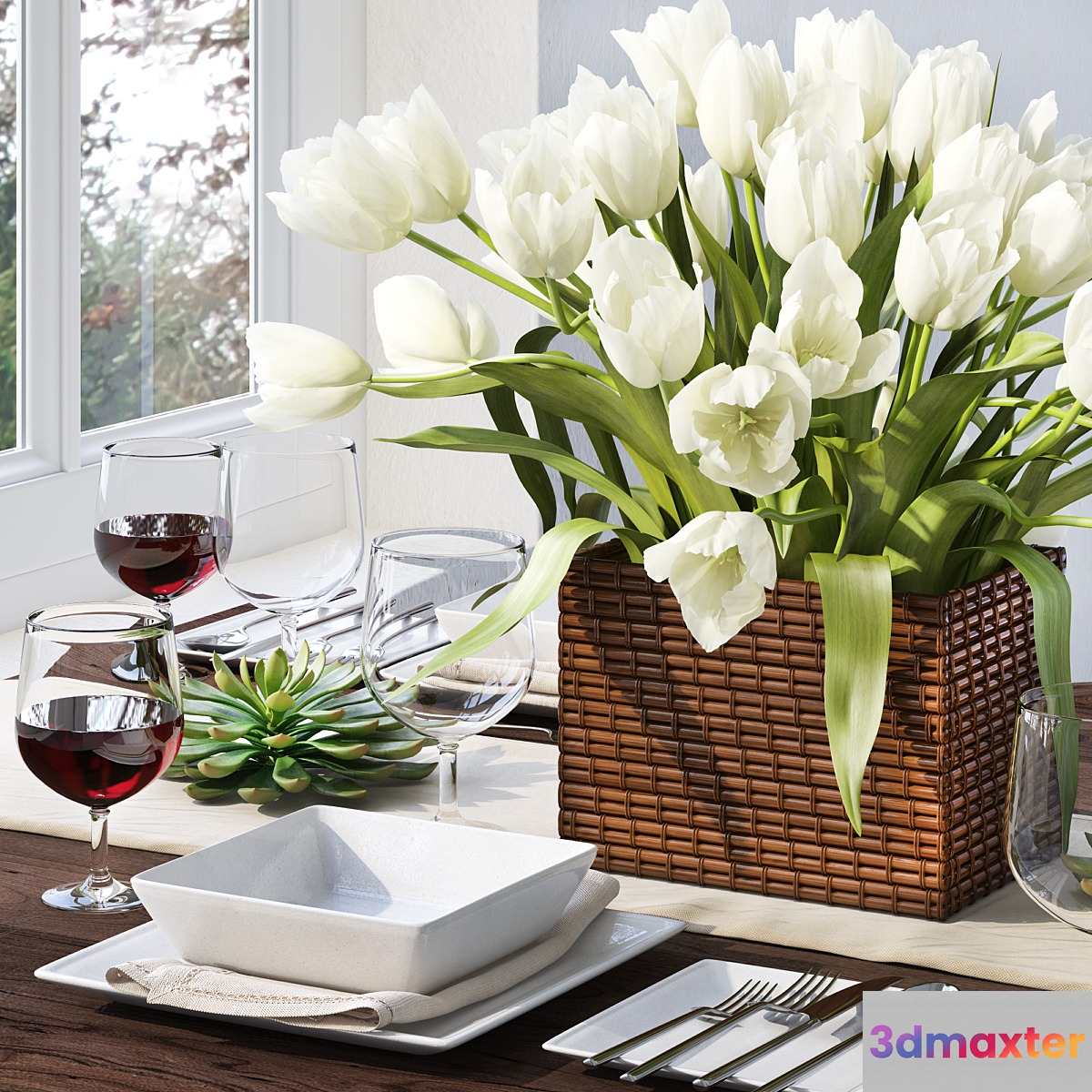 Tableware with tulips