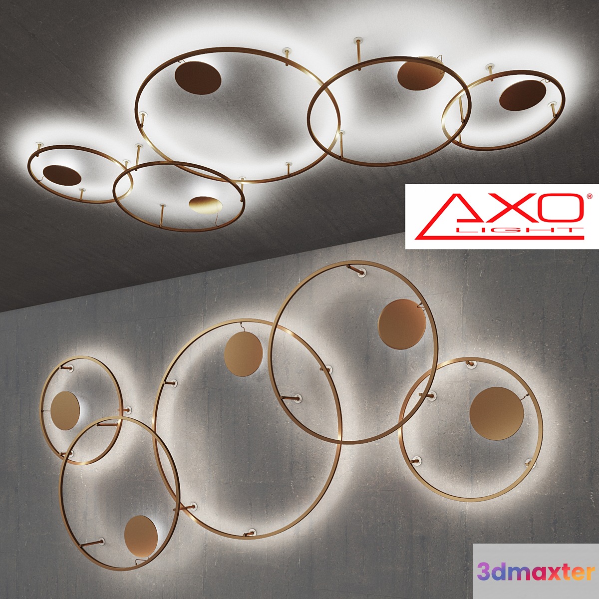Chandelier AXO light a series of U-LIGHT model PLULX090 _ PLULX120 _ PLULX160 3D Max