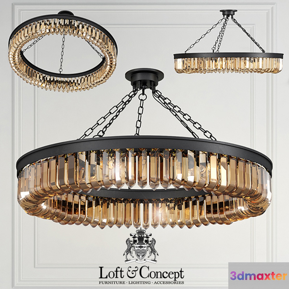 Chandelier Retro Frozen Glass Chandelier 15 3D Max