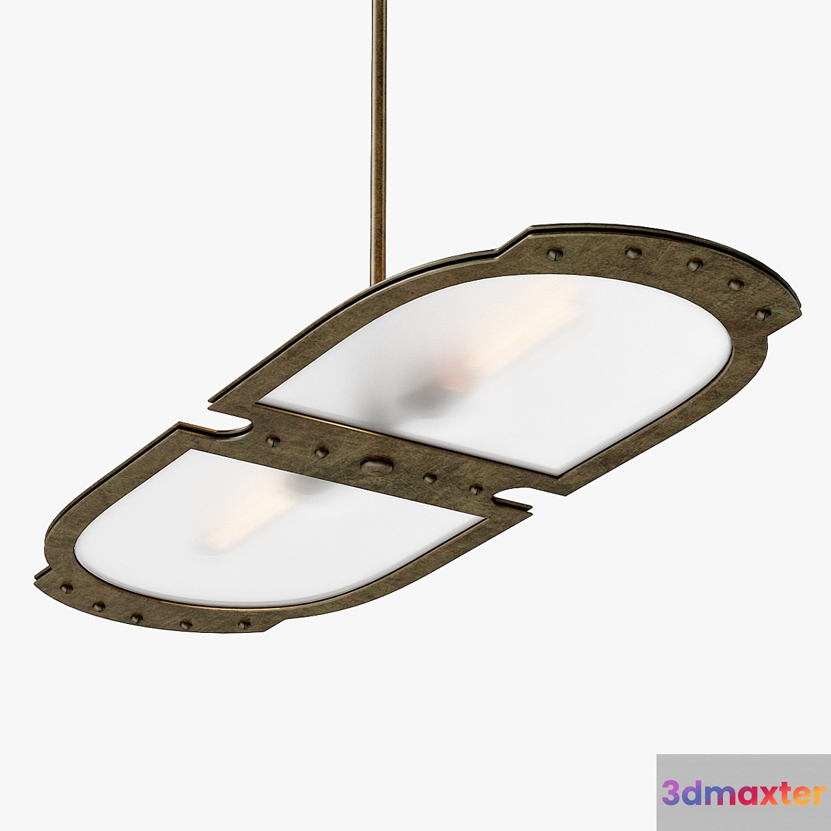 1stdibs Large Double-Plate Frosted Glass Pendent 3D Max