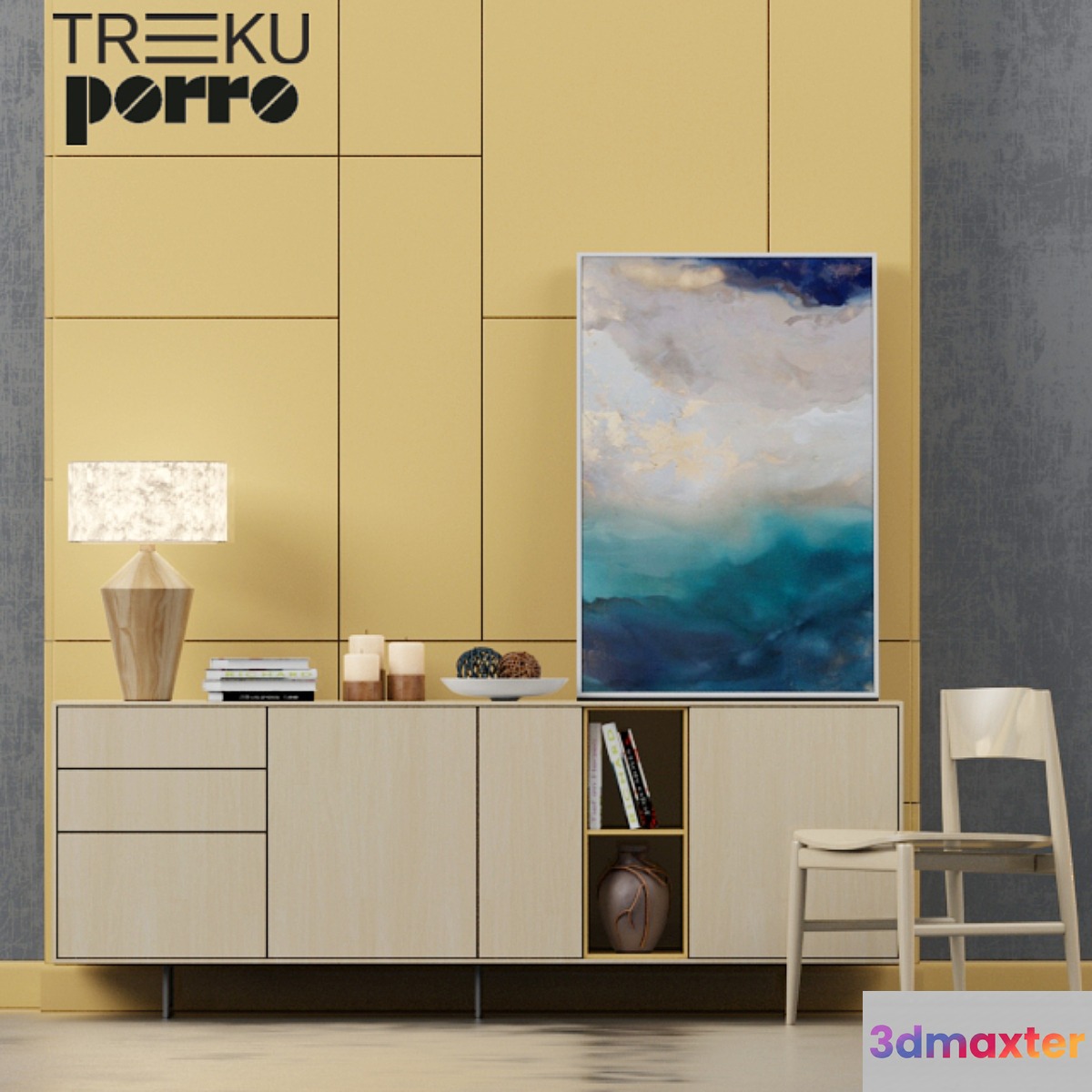 Chest Aura A3 (Treku) + Stool -Neve (Porro) 3D Max