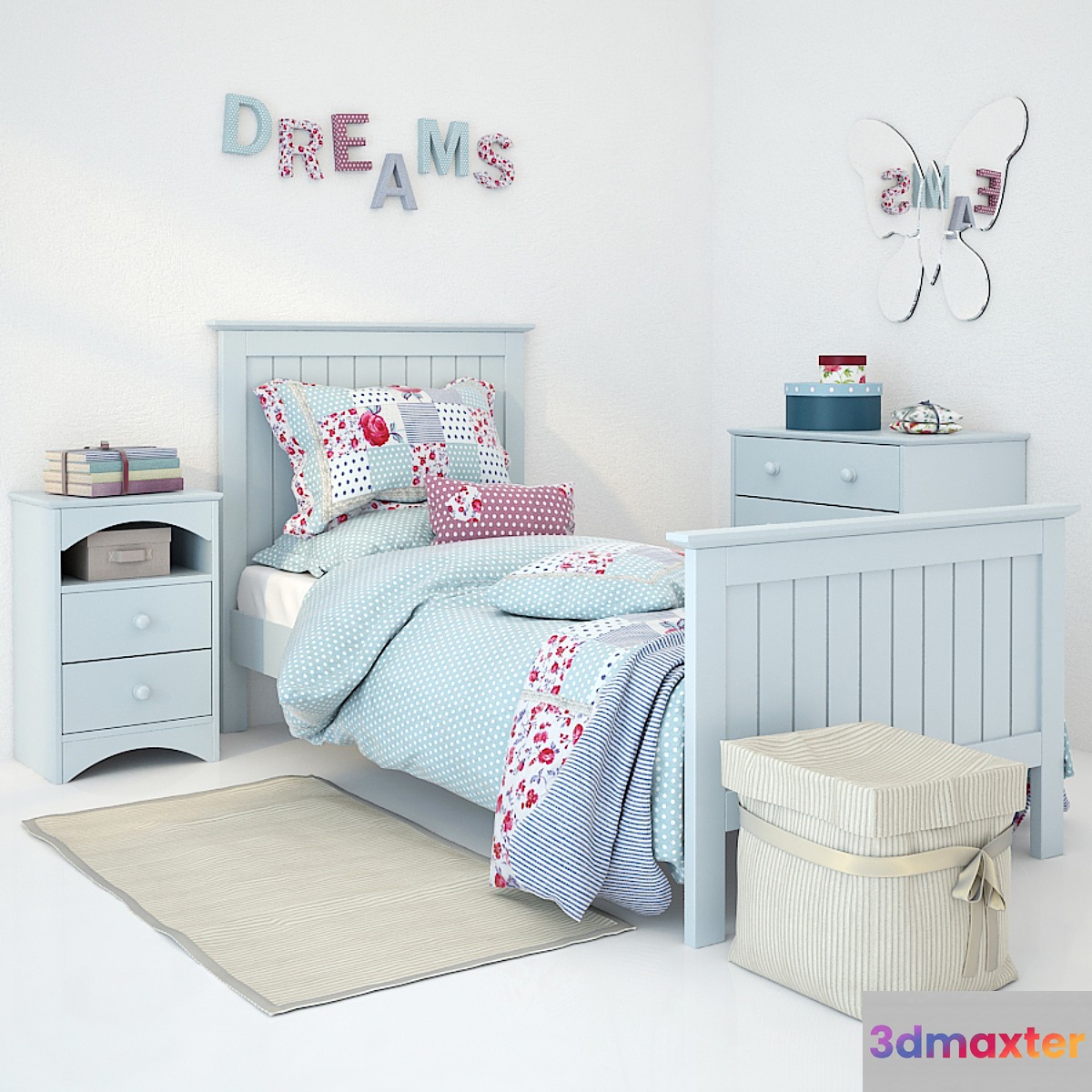 Bed Barney Blue 3D Max