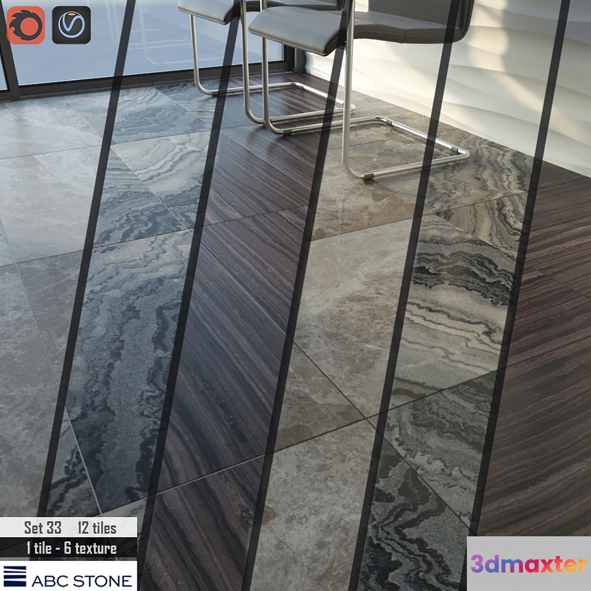 ABC stone Set 33 3D Max