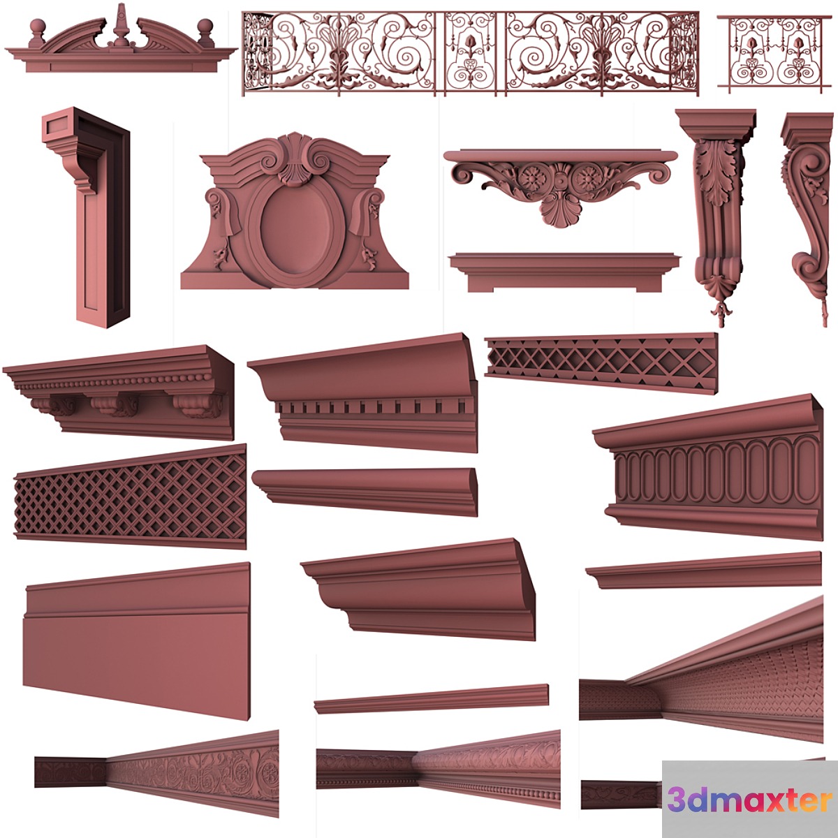 Set of classical elements 3D Max