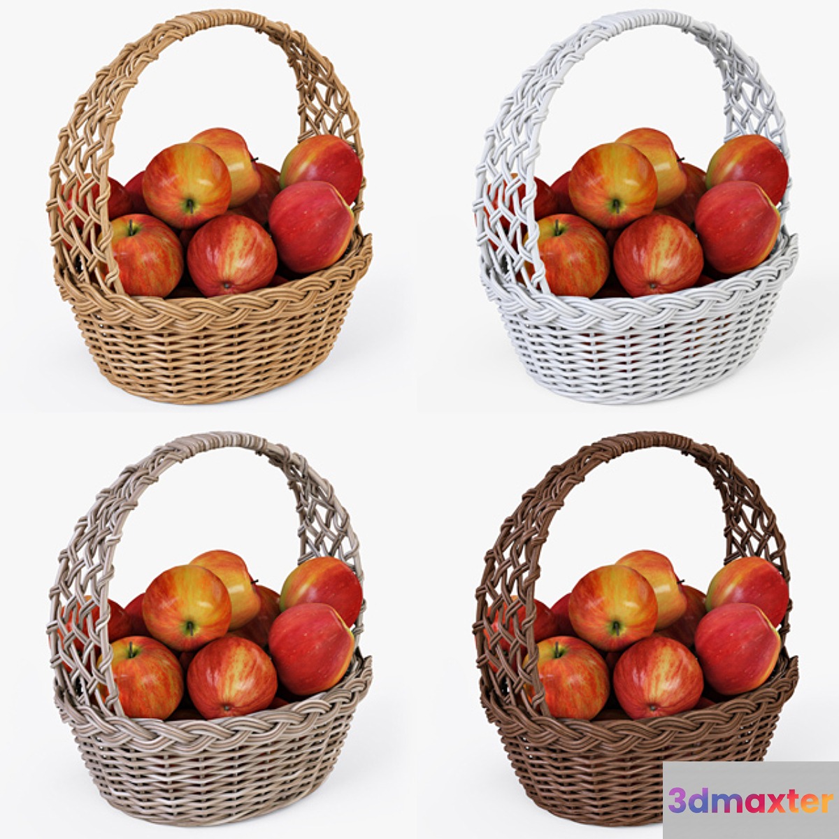 Wicker basket with apples 04