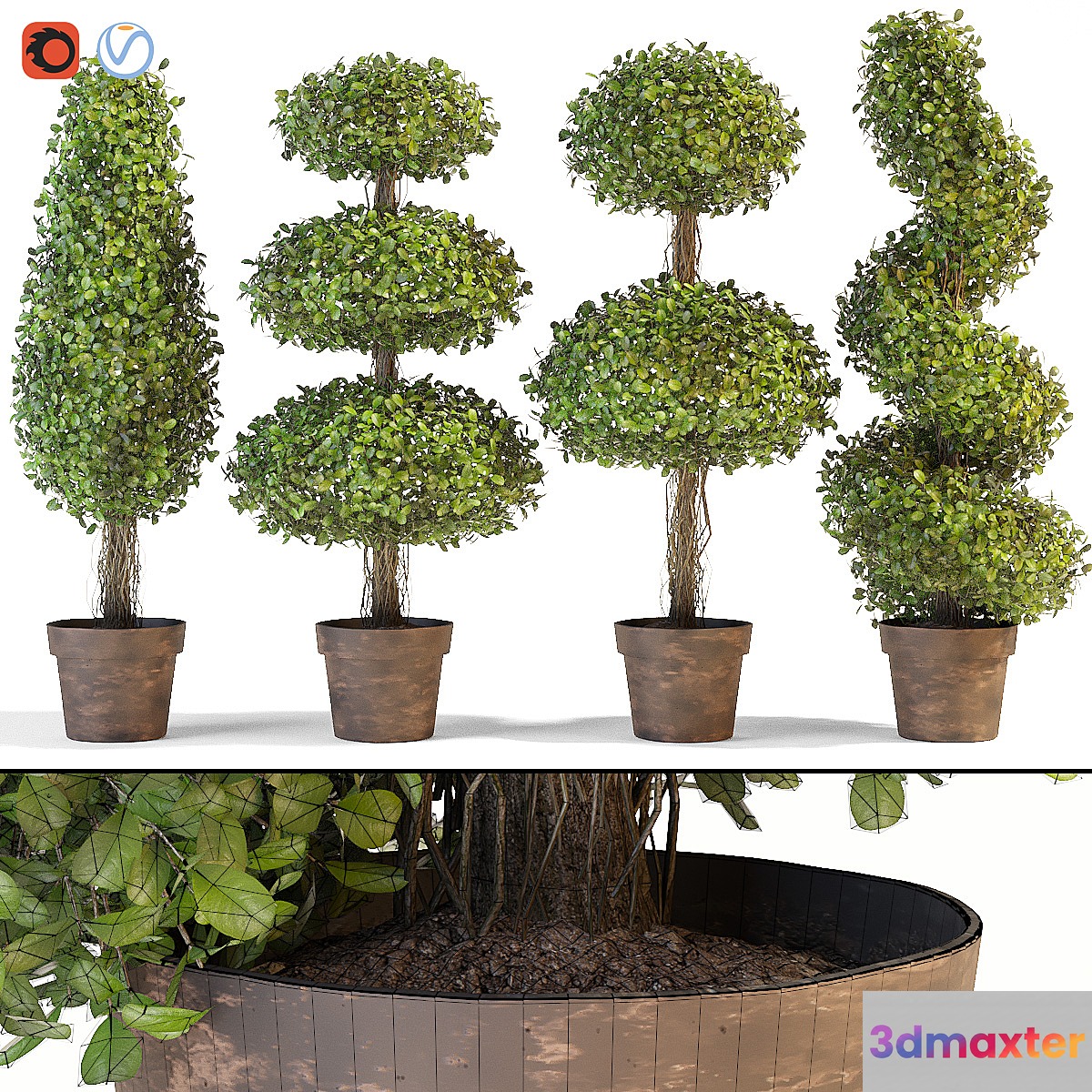 Set of decorative trees