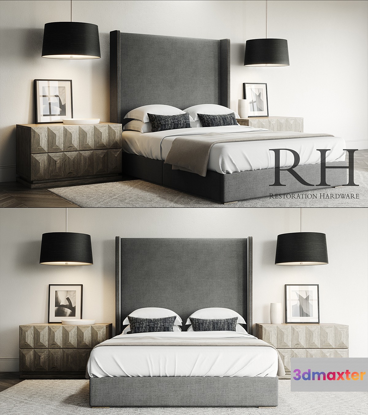 Lawson Custom Platform Bed Set _ Restoration Hardware 3D Max