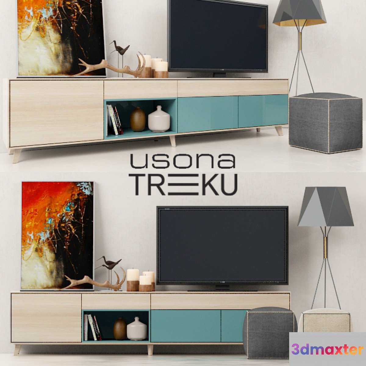 The wall Aura Credenza (Treku) + Lamp (Usona) 3D Max