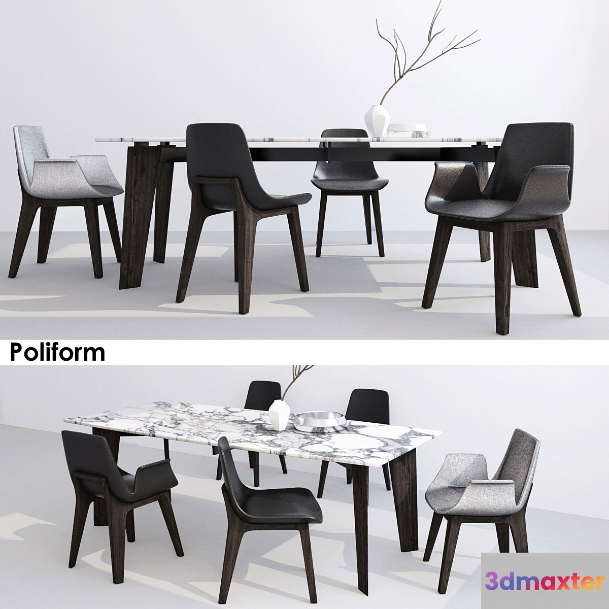 Poliform table HOWARD chairs VENTURA s16 s17