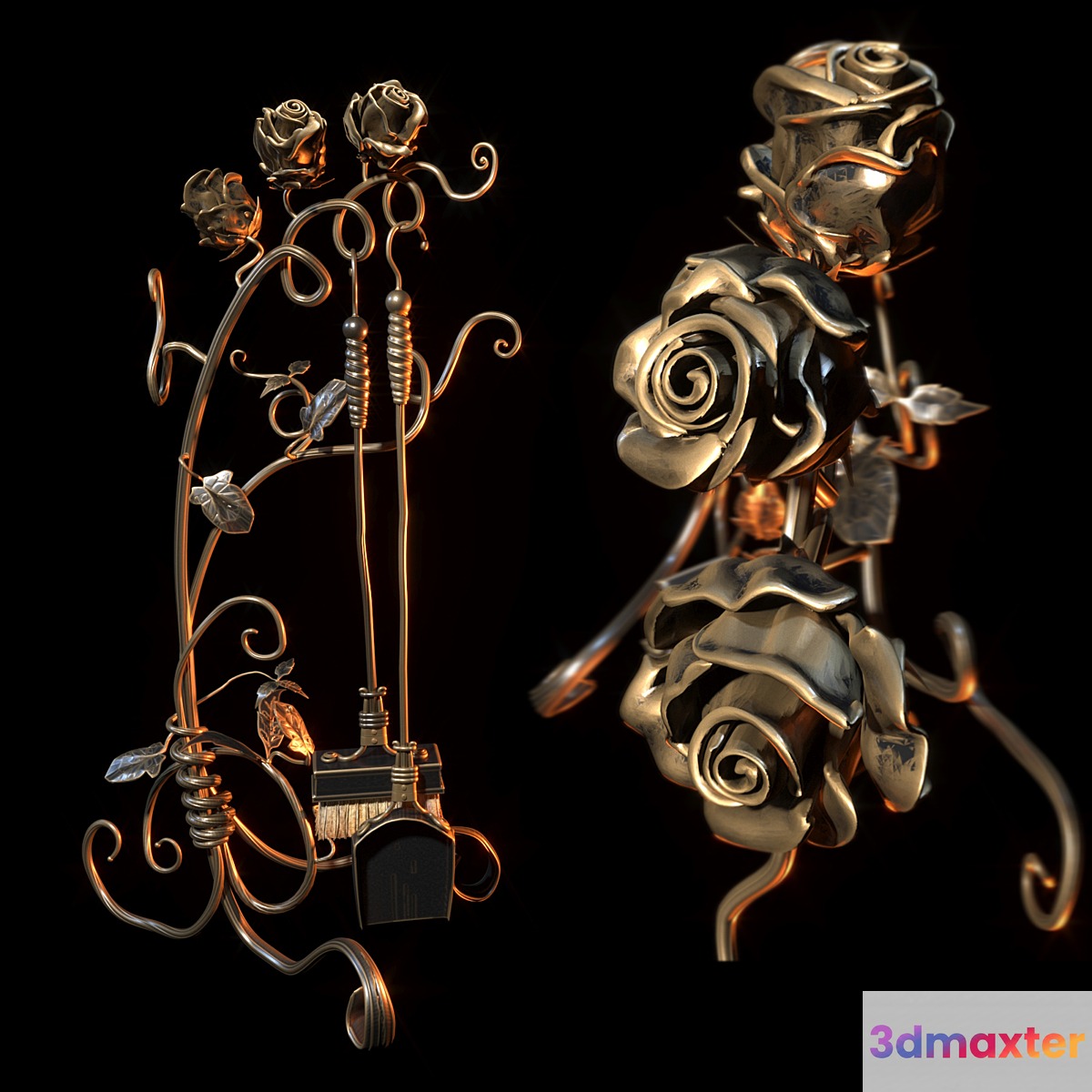 Forged a set of fireplace 3D Max