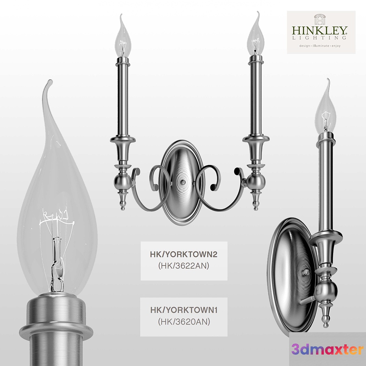 Yorktown 1Lt and Yorktown 2Lt Wall Light 3D Max