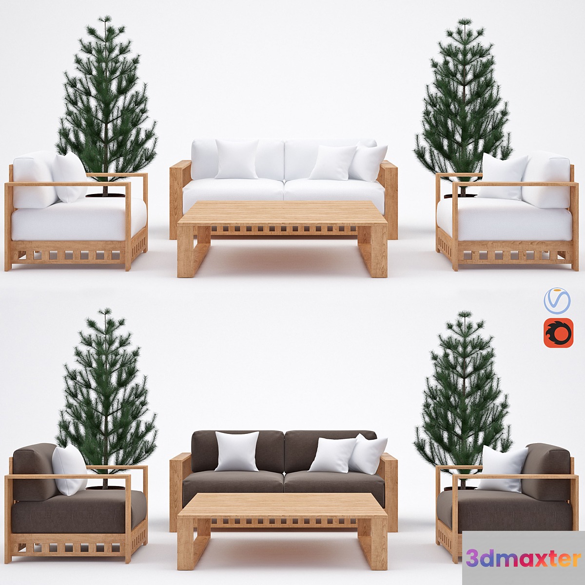 Set outdoor furniture Meridiani Square 3D Max