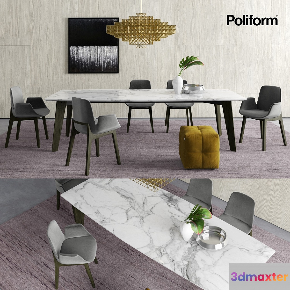 Poliform Howard Table and Ventura Chairs - No.3