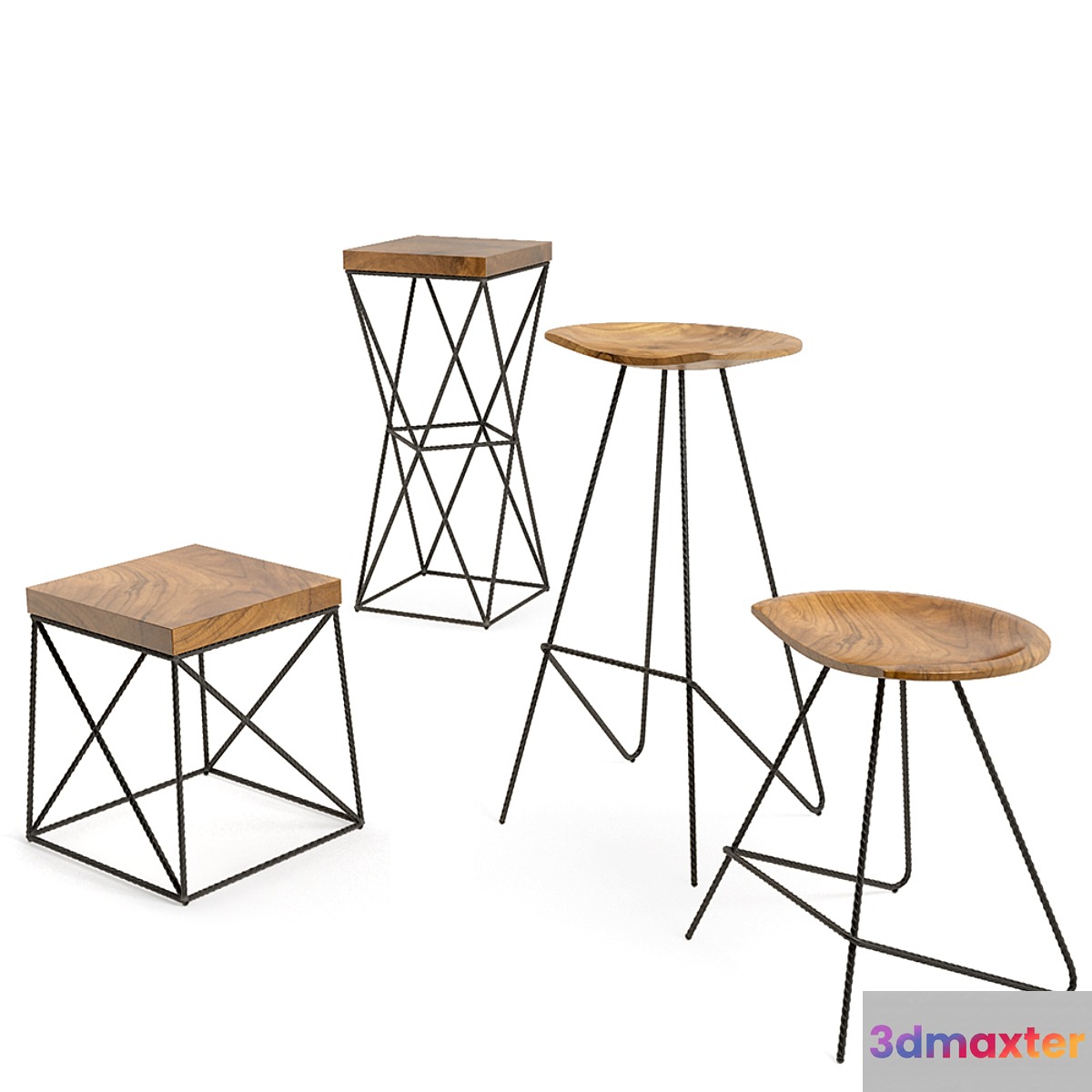 iron chair set 3D Max