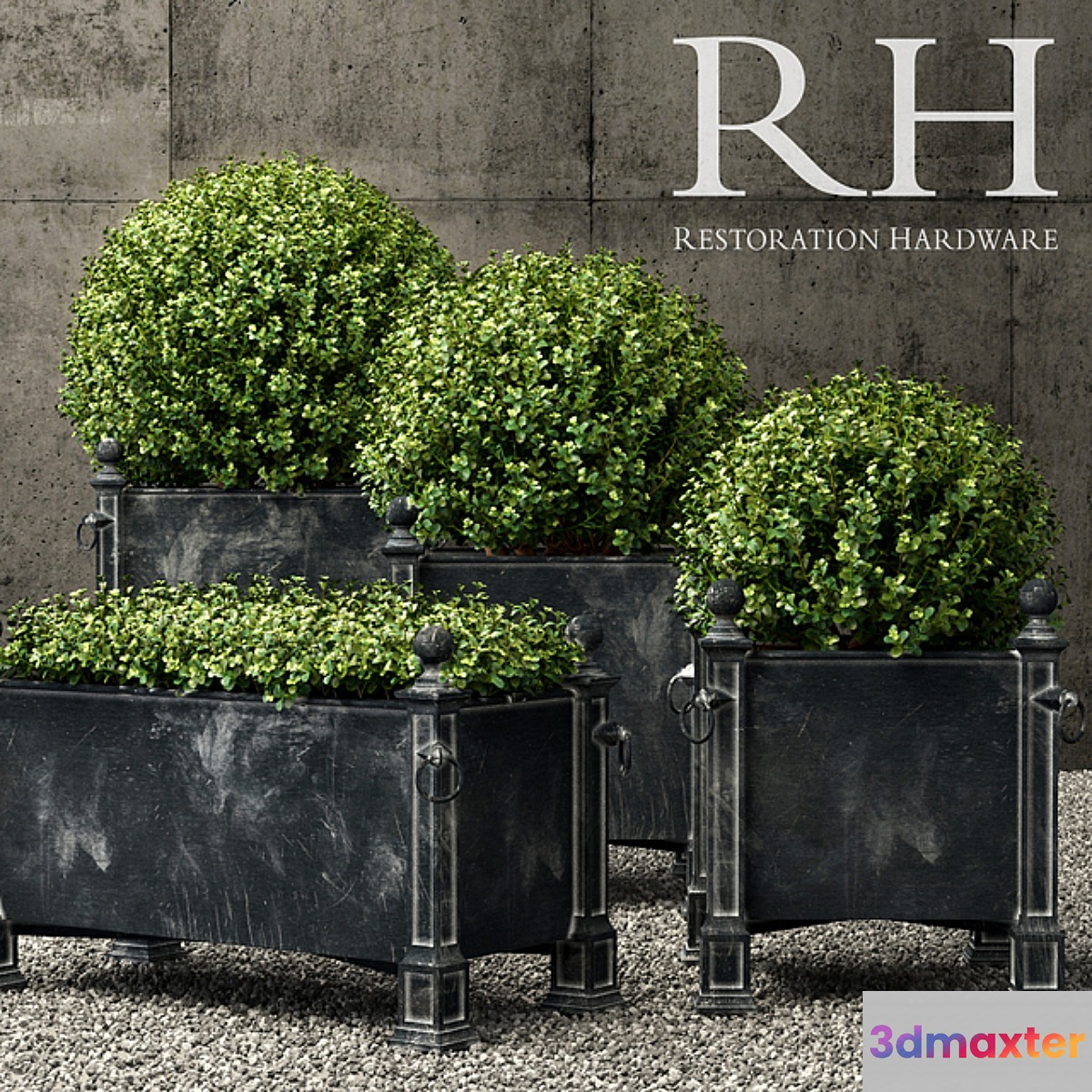 Restoration Hardware versailles weathered zinc planters 3D Max