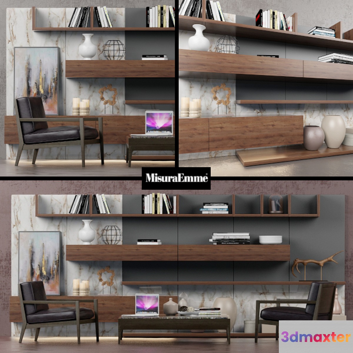 Wall Tao 10 + Armchair Quadria + Coffee table Antibes (Misuraemme set) 3D Max