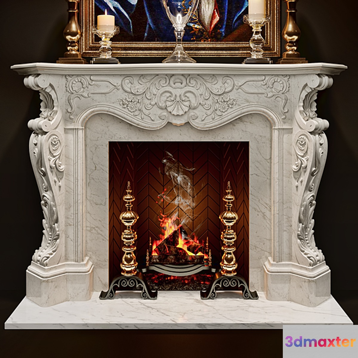 Antique Rococo Fireplaces - Louis XV 3D Max