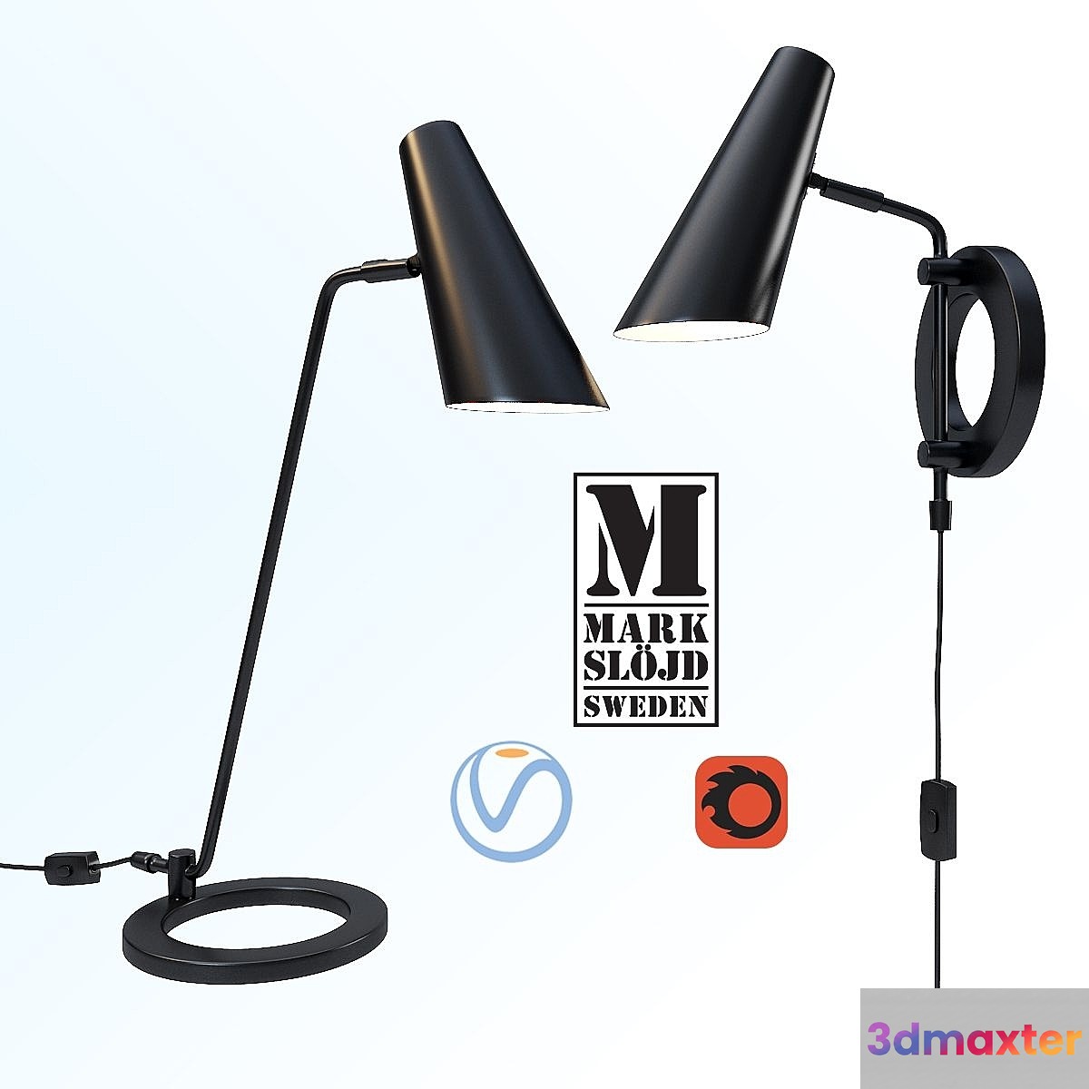 Table lamp and sconce model CAL from the company Markslöjd Sweden. 3D Max