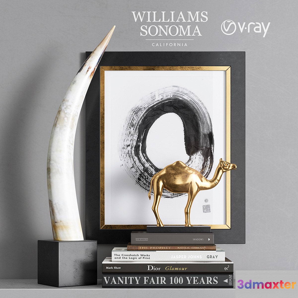 William Sonoma - Yak Horn On Black Stand