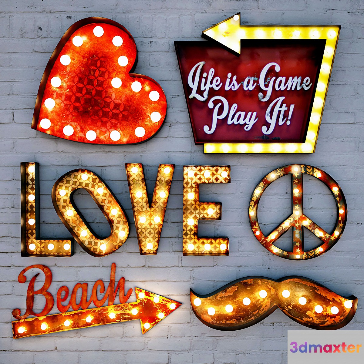 Lighted Metal sign. Set 4