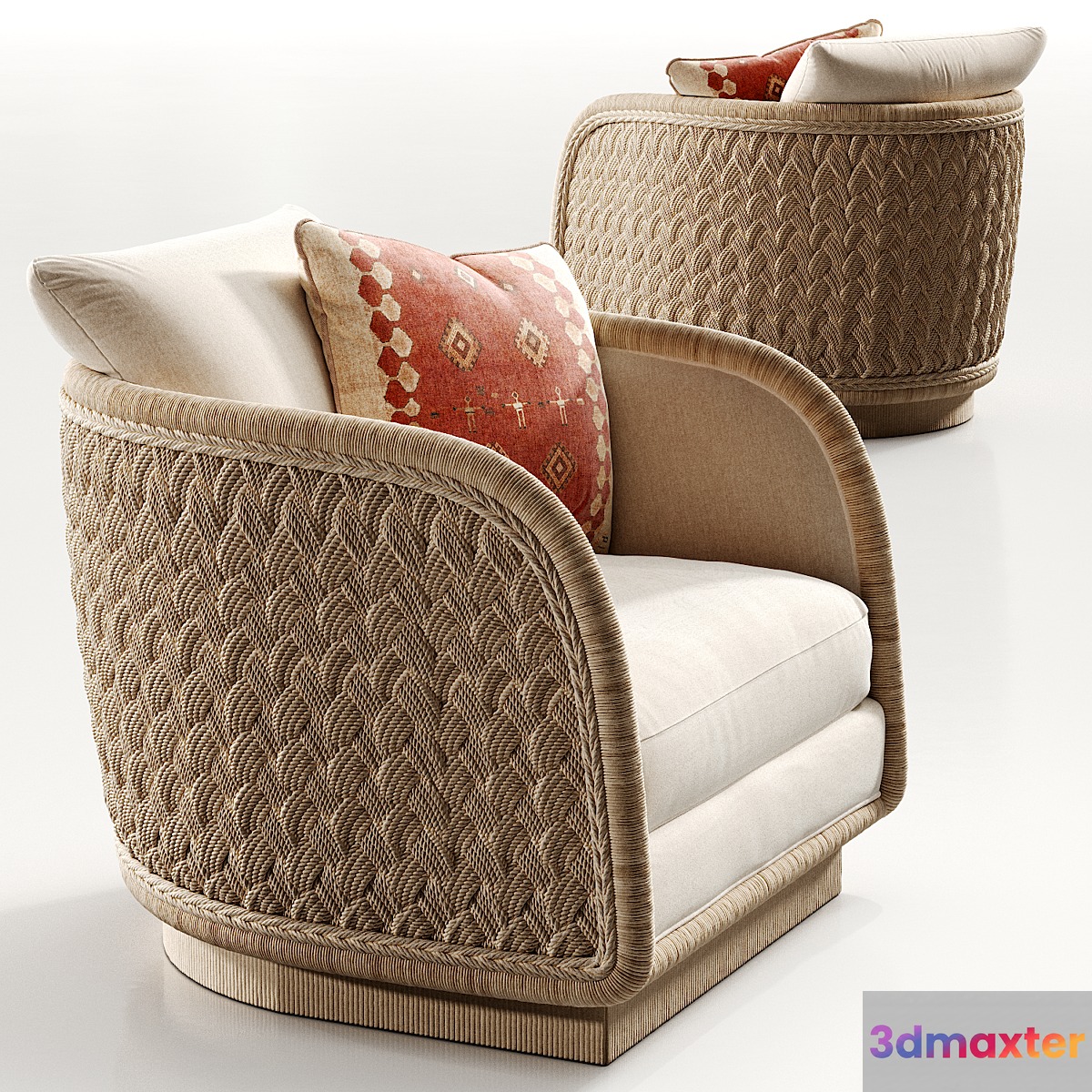Mcguirefurniture LAURA KIRAR COASTAL BRAIDED SWIVEL LOUNGE CHAIR