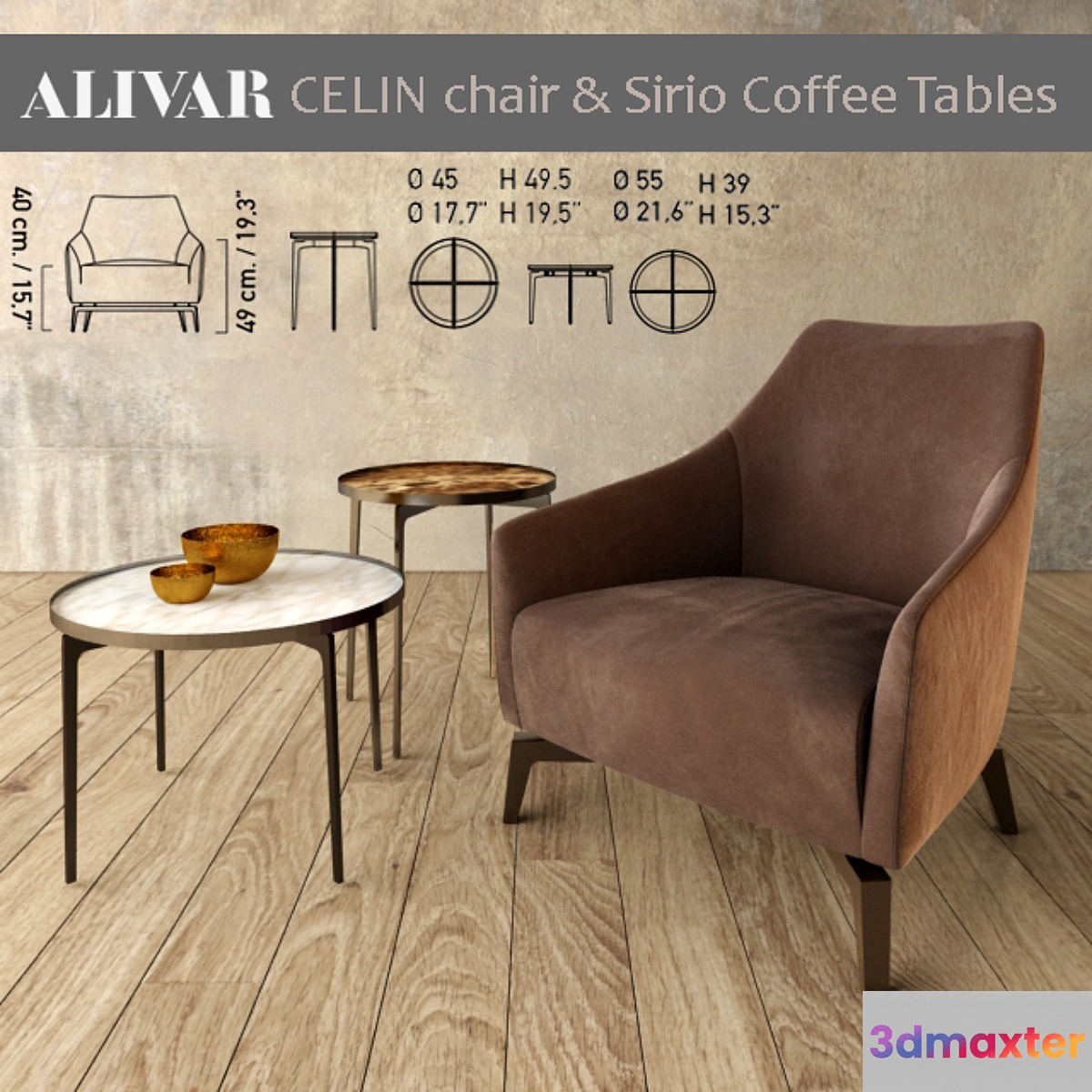Alivar Celin chair Sirio coffe tables 3D Max