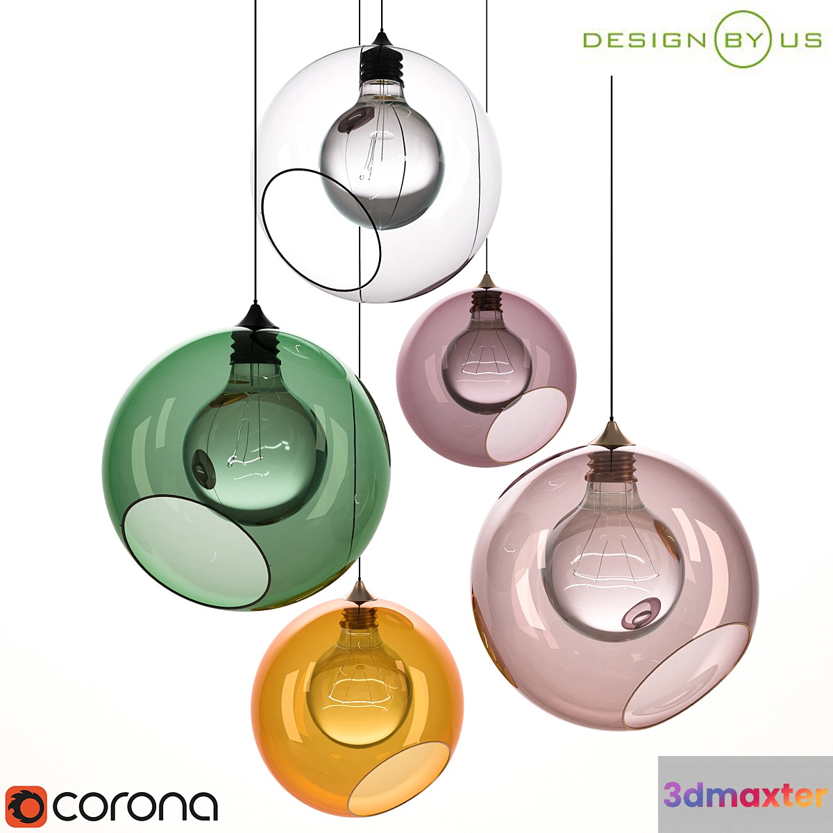HANGING LAMP GLASS BALL CEILING LIGHTS_Design BY US 3D Max