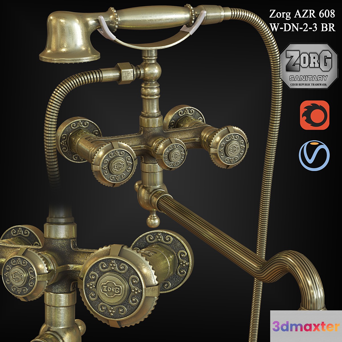 Faucet Zorg AZR 608 W-DN-2-3 BR 3D Max