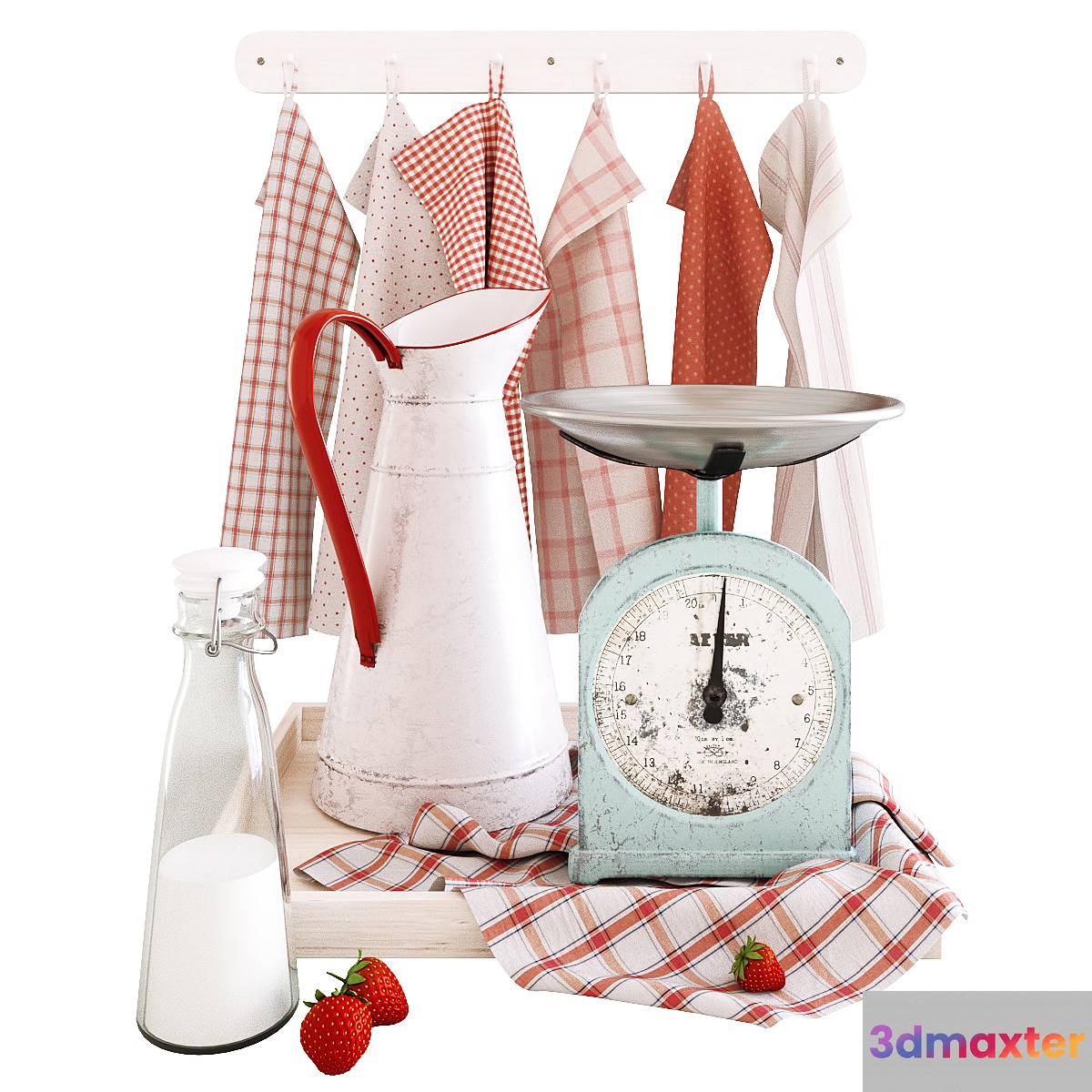 Decorative set with strawberry 3D Max