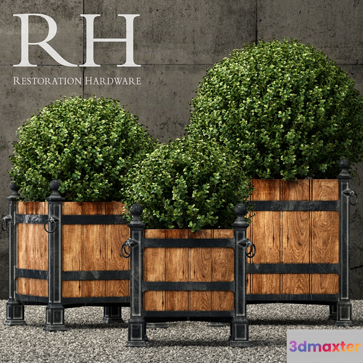 Restoration Hardware versailles wood panel planters 3D Max