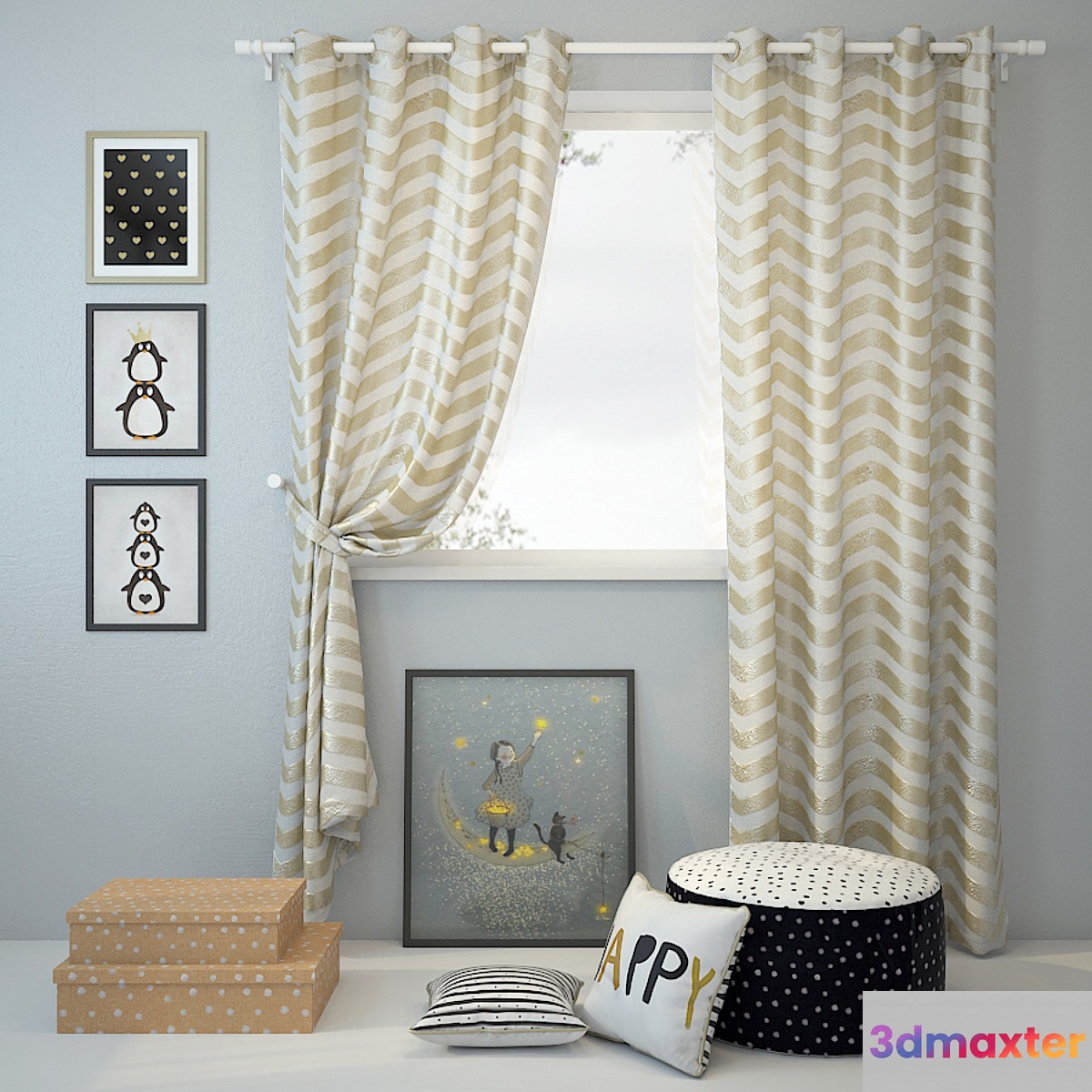 Curtain and decor 10 3D Max