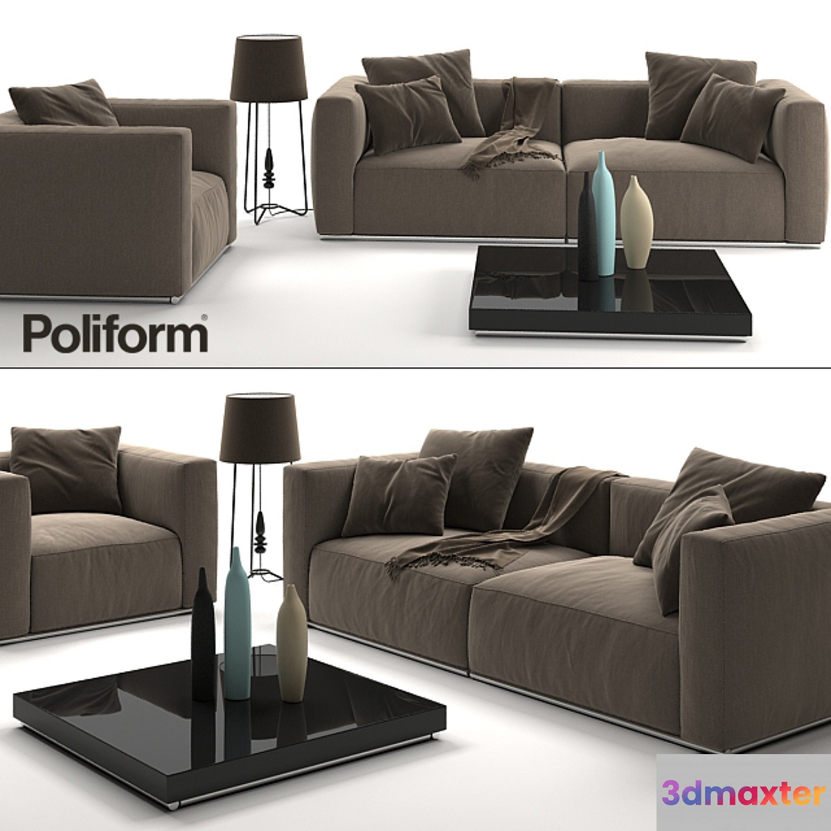 Sofa and armchair Poliform Shangai 3D Max