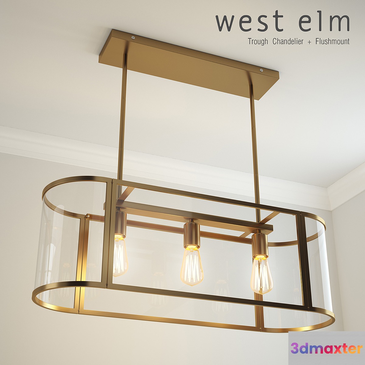 Trough Chandelier + Flushmount 3D Max