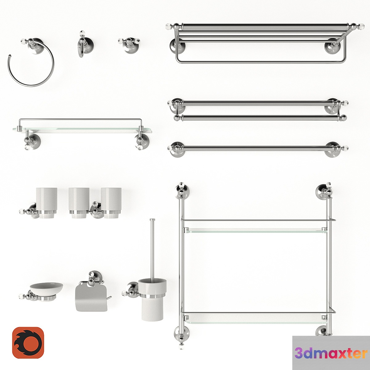 Art&Max Antic Crystal Chrome 3D Max