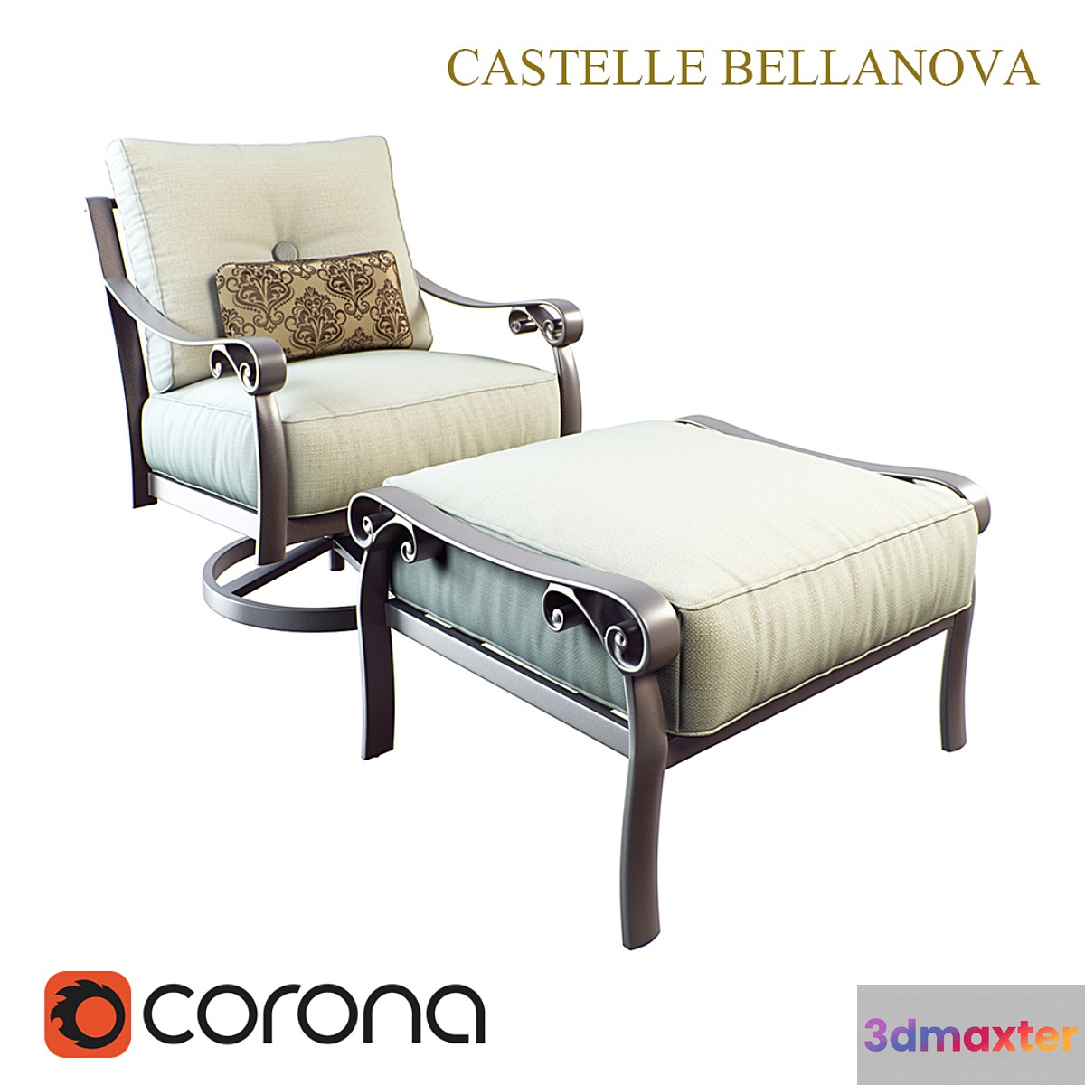 Bellanova Cushioned Swivel Rocker_Ottoman 3D Max