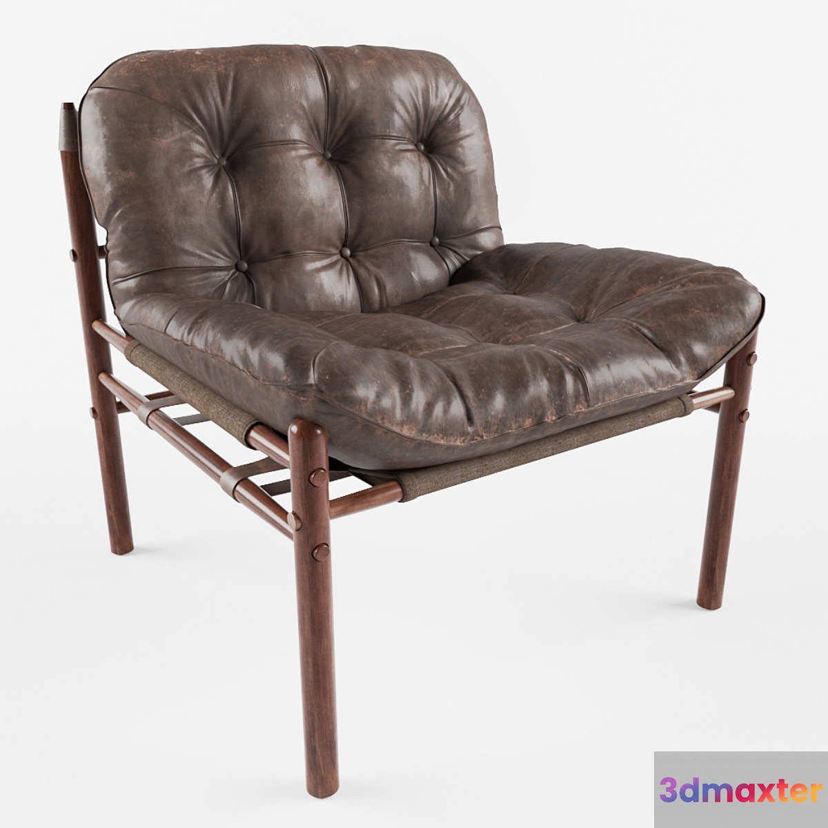 Arne Norell Rosewood and Leather Lounge Chair 3D Max