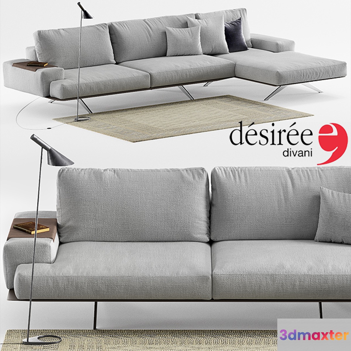 Sofa Desiree Platz Soft lamp Louis Poulsen AJ carpet Crate&Barrel 3D Max