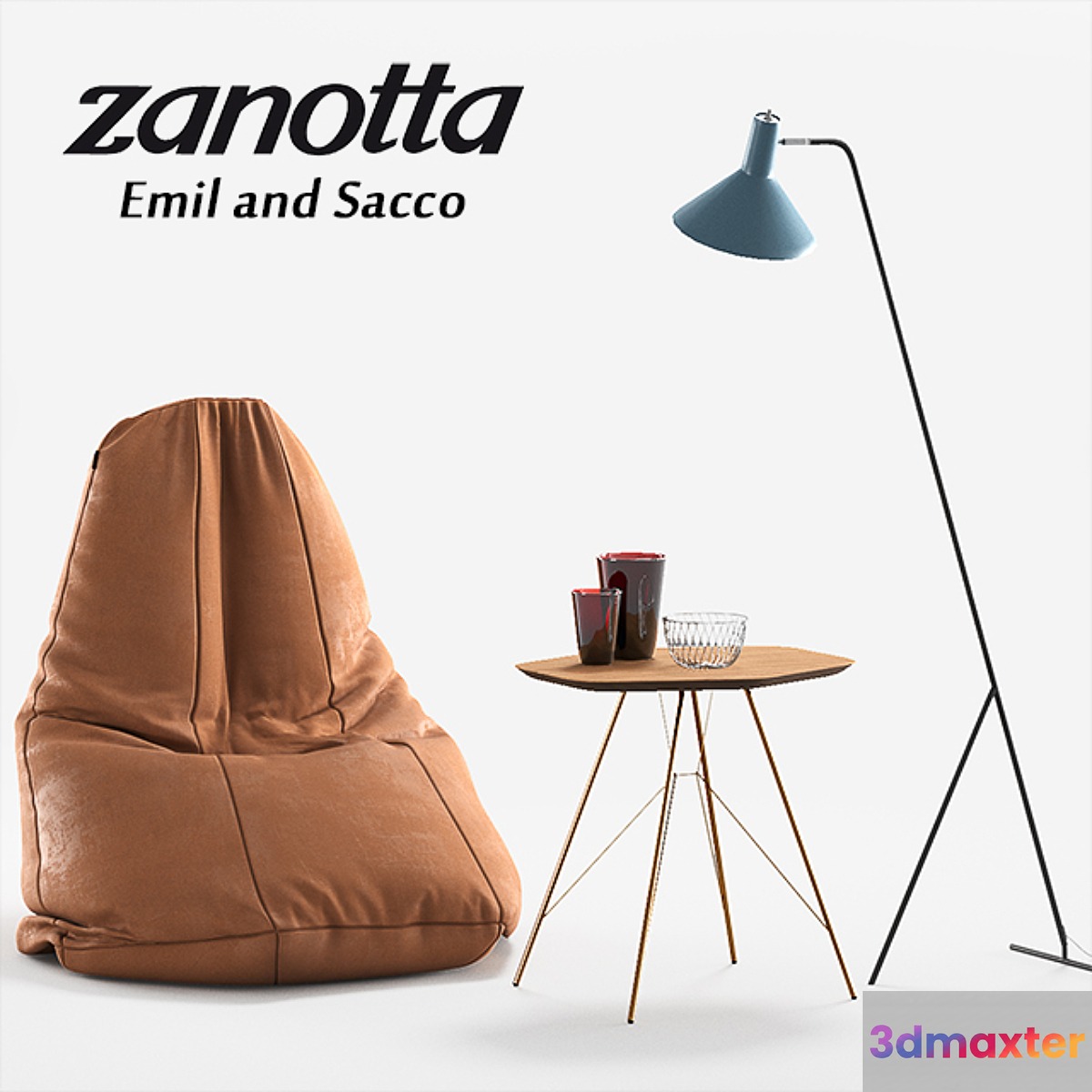 Armchair Zanotta Sacco table Zanotta Emil 3D Max